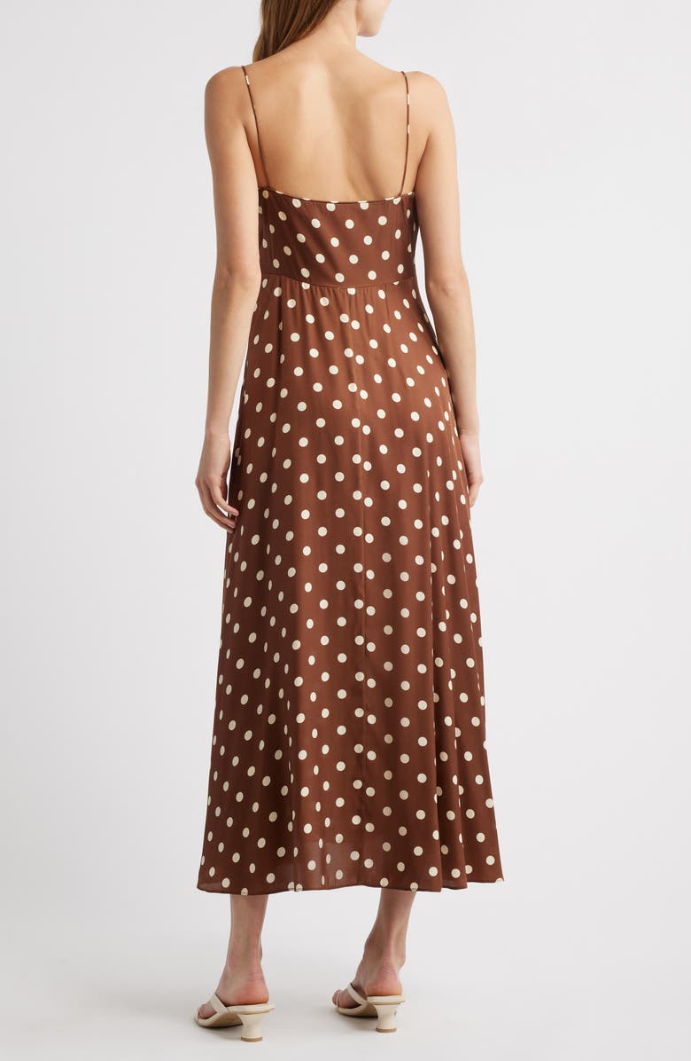 DÔEN Lorraine Polka Dot Silk Blend Satin Midi Dress, Alternate, color, Georgine Dot