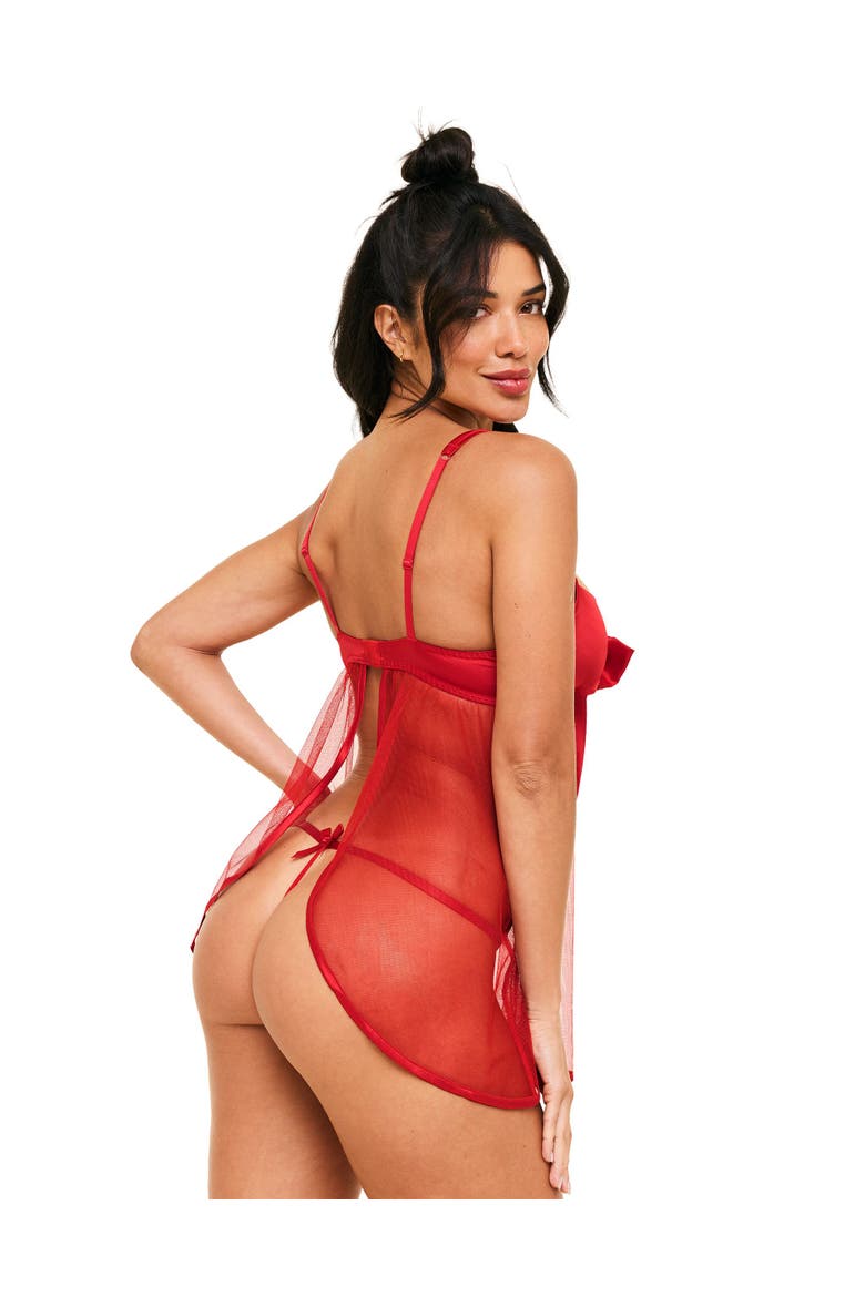 Bessima Babydoll & G-String Set Lingerie, Alternate, color, Dark red