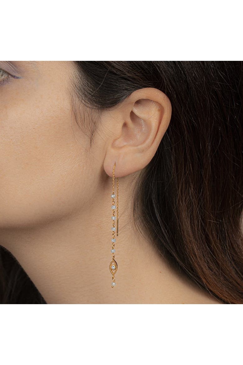 Flowing Frequency - Aquamarine Evil Eye Earrings, Alternate, color, Gold/light blue