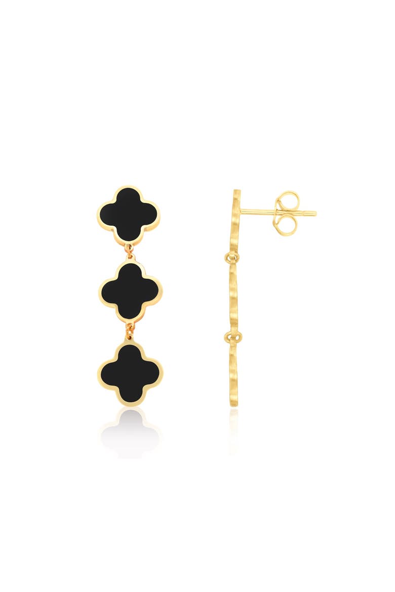 Onyx Clover Dangle Earrings, Main, color, Onyx