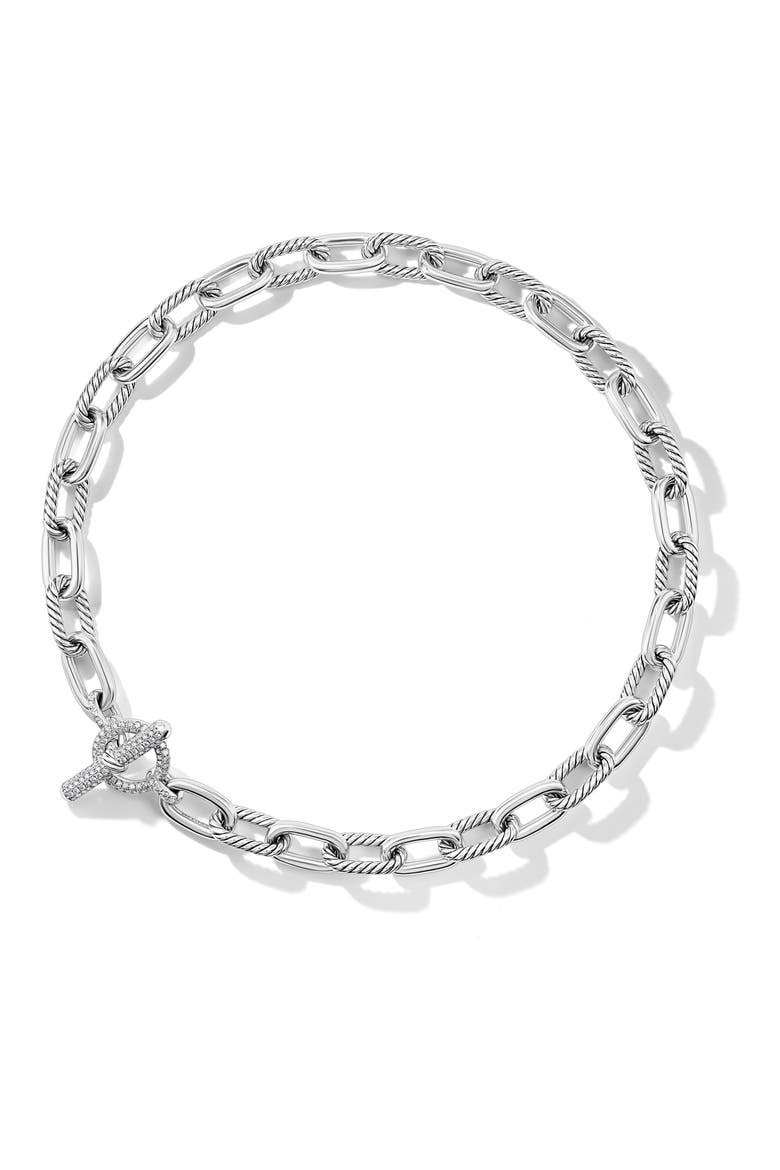 DY Madison Pavé Diamond Toggle Necklace, Alternate, color, STERLING SILVER