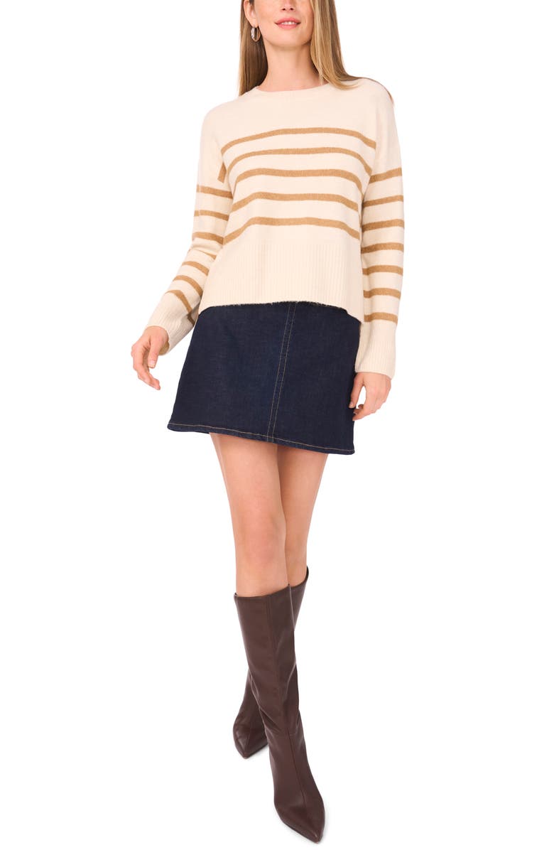 Vince Camuto Side Slit Stripe Sweater, Alternate, color, Birch
