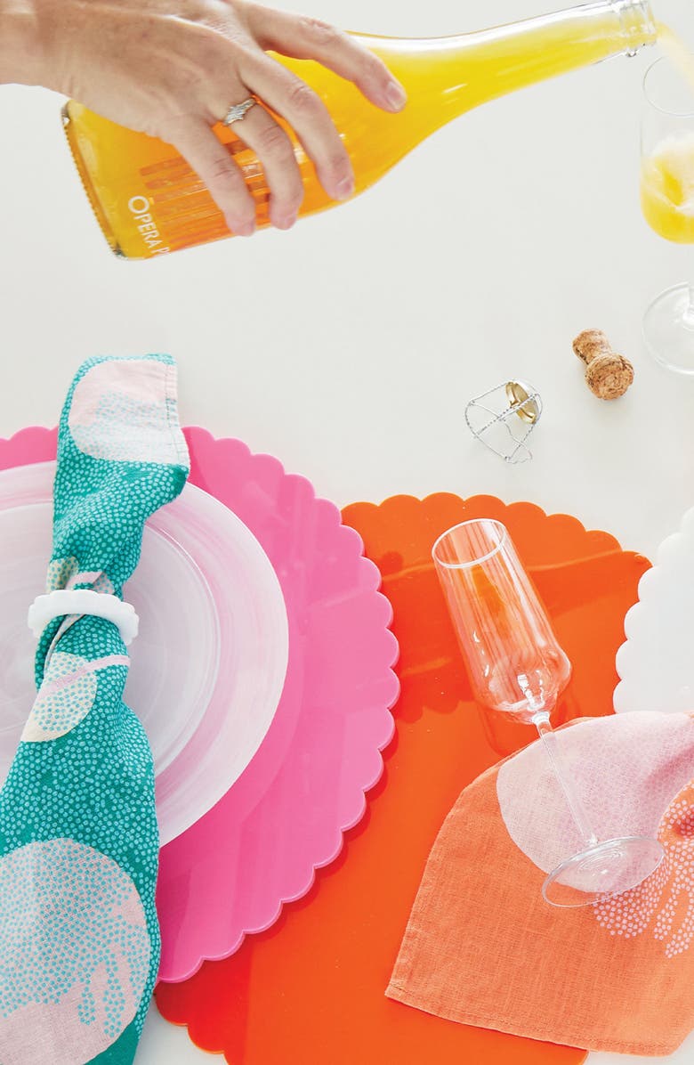 Mariposa Scalloped Set of 2 Placemats, Alternate, color, Pink