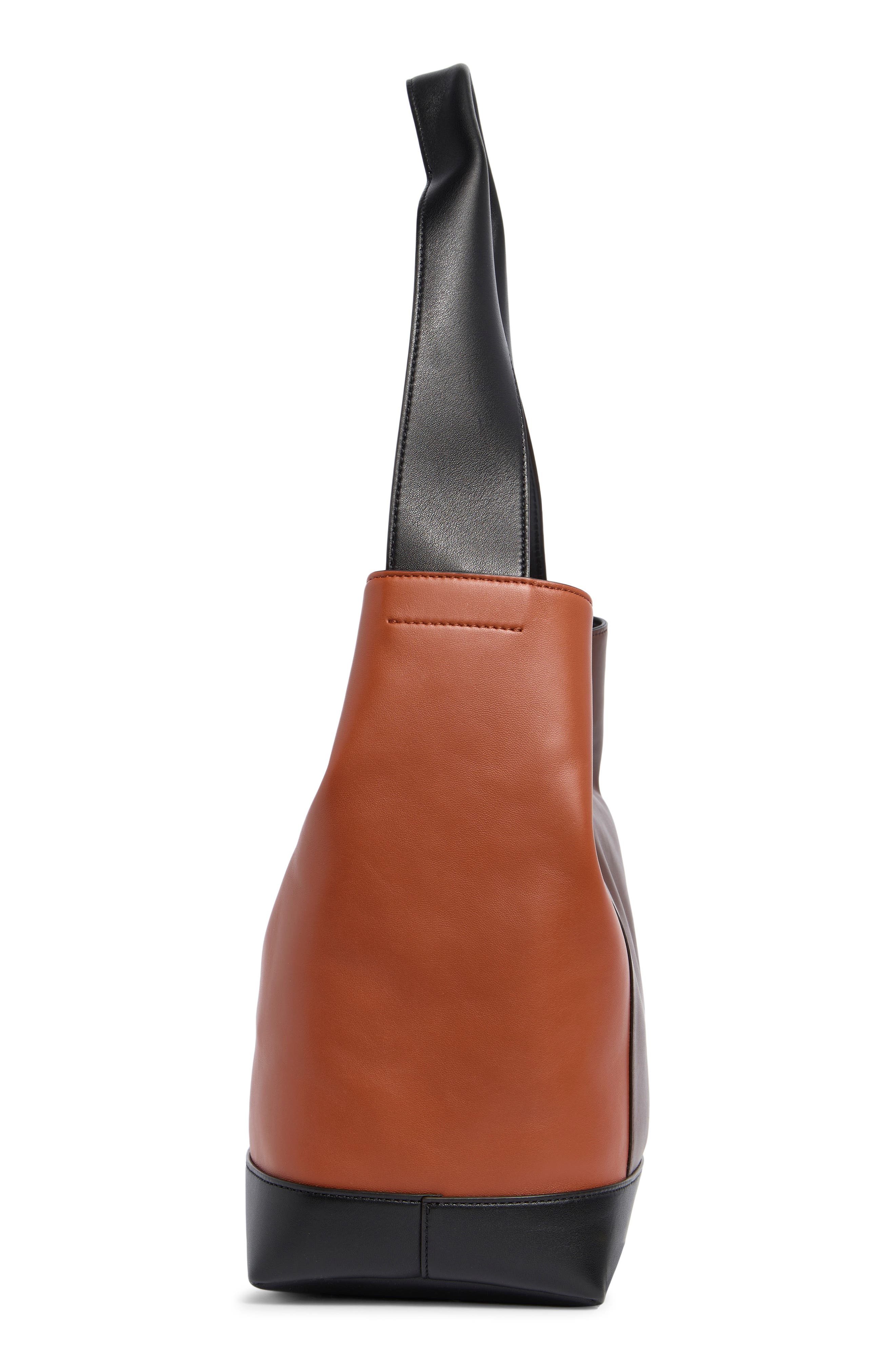 Small Pod 2.0 Colorblock Lambskin Leather Tote, Alternate, color, BARK/ SUDAN/ BLACK