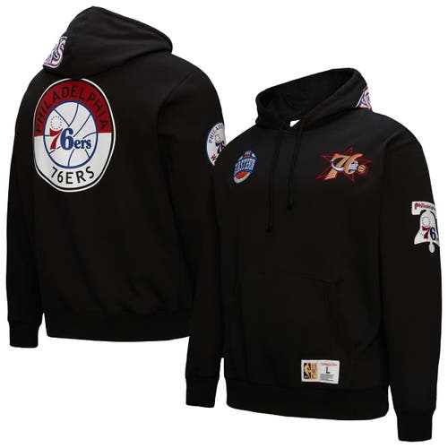 Mitchell & Ness Black Philadelphia 76ers Hardwood Classics Blackout Collection Pullover Hoodie In Black