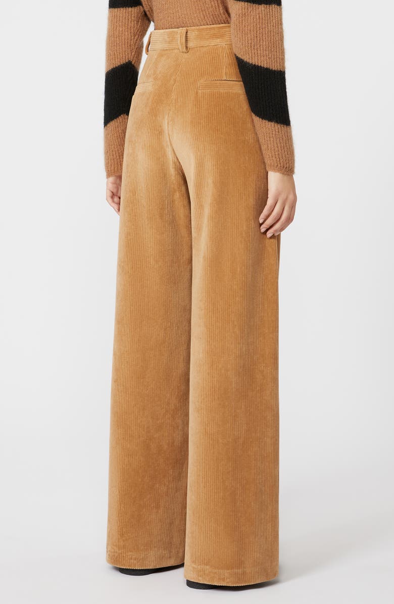 MM by Max Mara Henry Cotton Blend Corduroy Wide Leg Pants, Alternate, color, Camel