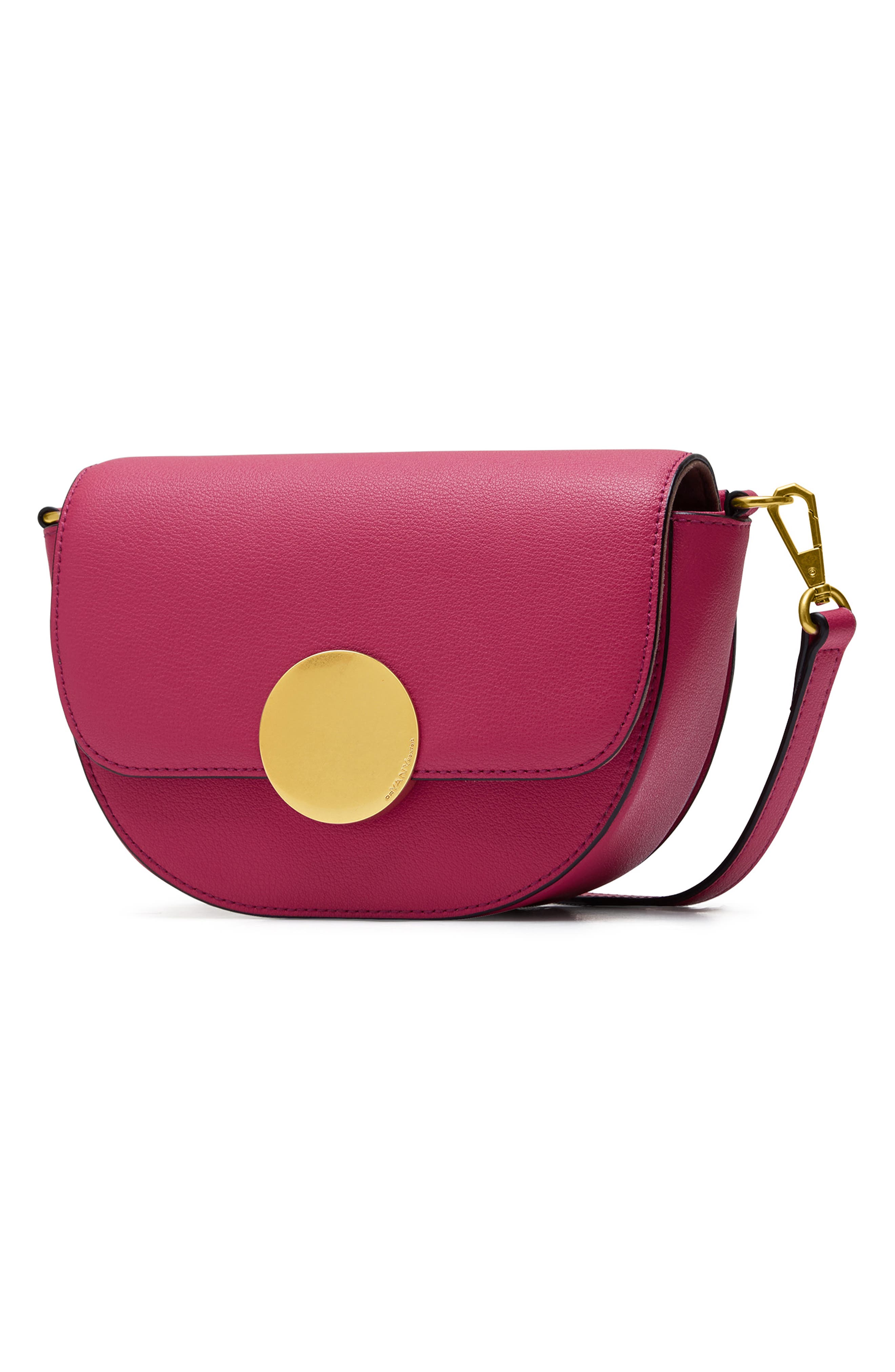 Lottie Leather Saddle Crossbody Bag, Alternate, color, RASPBERRY