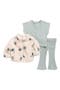 Floral Faux Shearling Jacket, Top & Leggings Set