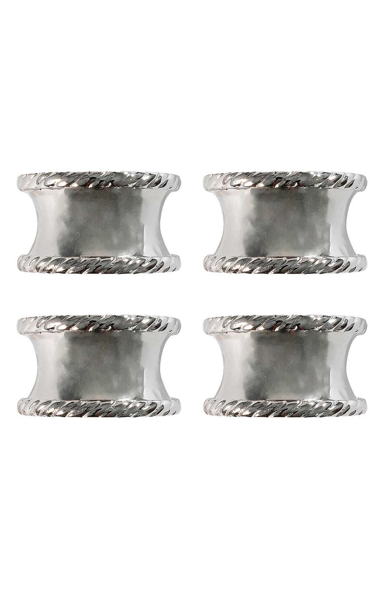 Juliska Graham Set of 4 Napkin Rings, Main, color, Silver