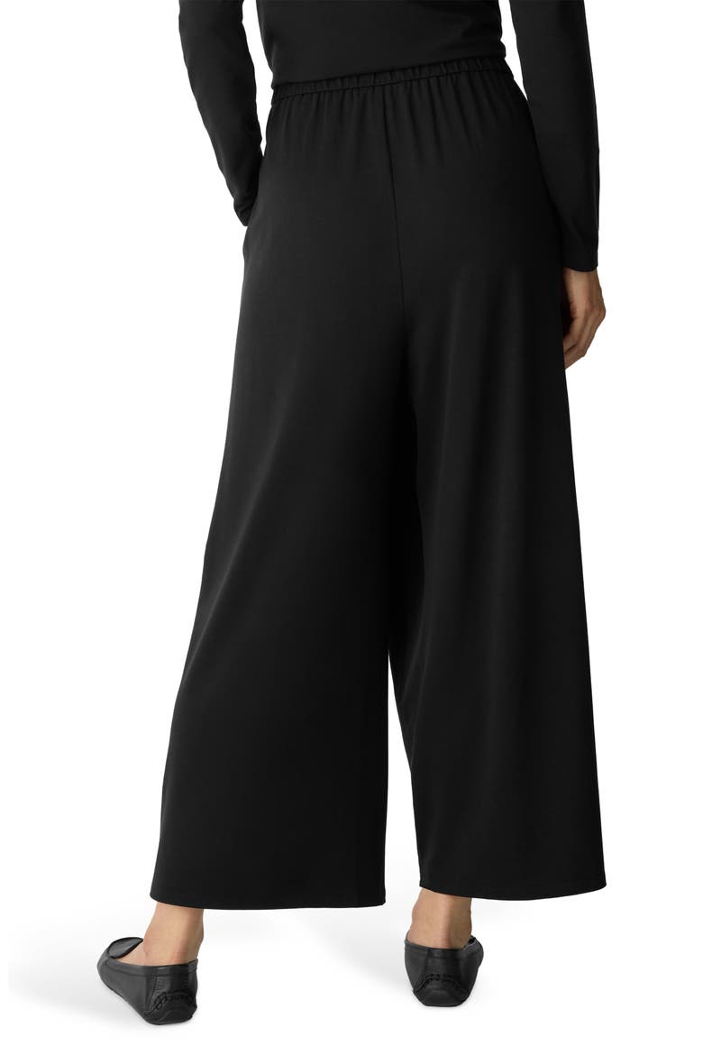 Faux Wrap Front Wide Leg Ankle Pants, Alternate, color, BLACK