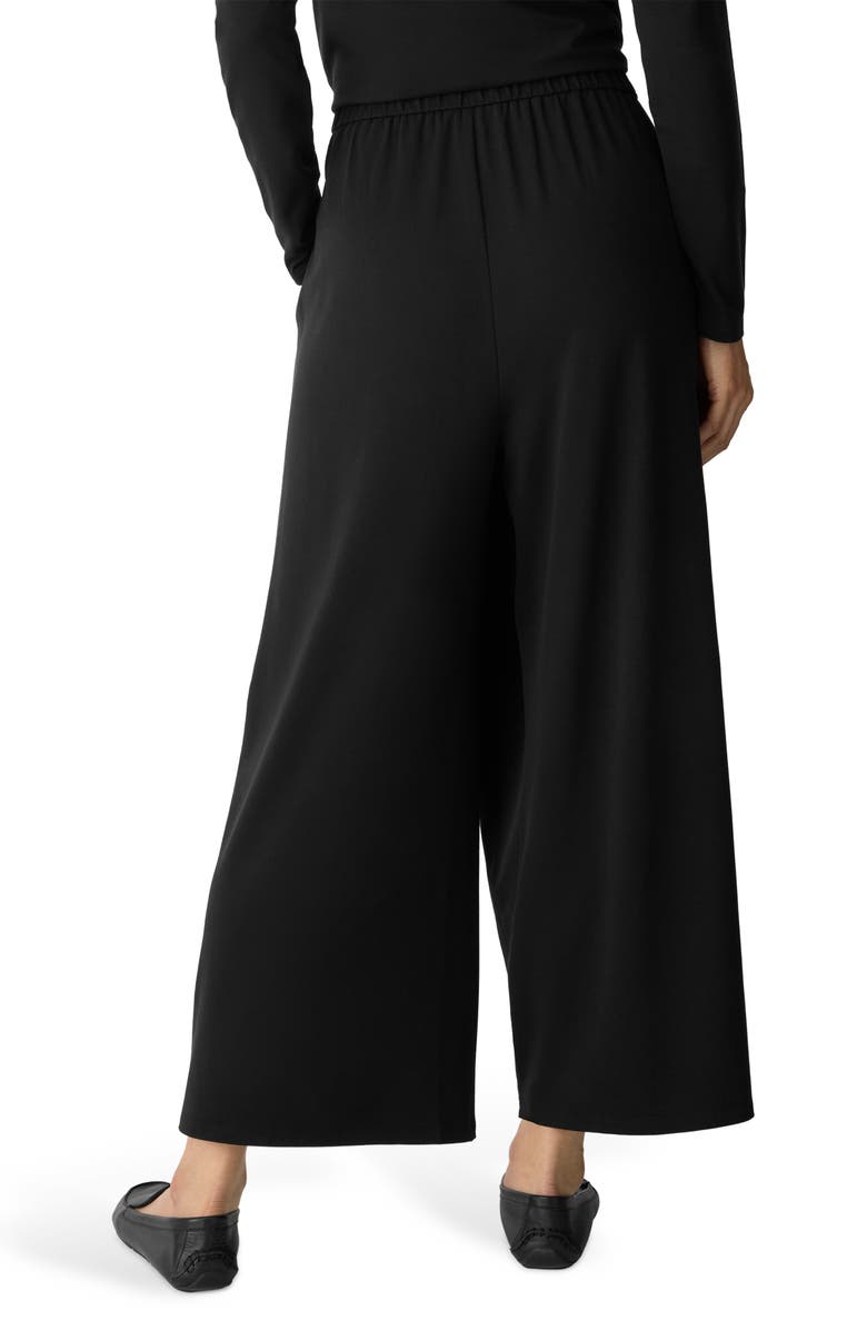 Eileen Fisher Faux Wrap Front Wide Leg Ankle Pants, Alternate, color, Black