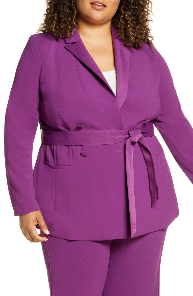 ELOQUII Belted Double Breasted Blazer, Main, color,