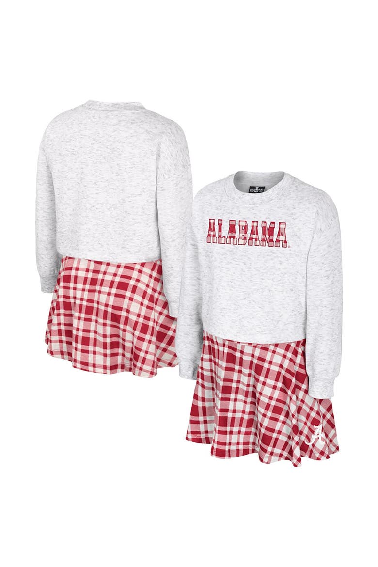Girls Youth Colosseum Gray Alabama Crimson Tide Marceline Plaid Skirt and Top Set, Main, color, Gray