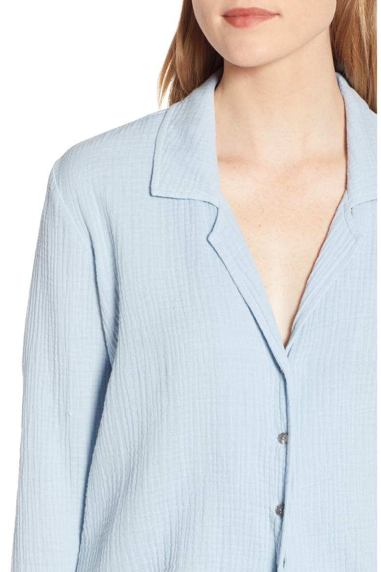 Button-Up Tie Front Top, Alternate, color, BLUEBELL