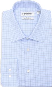 Nordstrom Trim Fit Check Premium Non Iron Cotton Dress Shirt