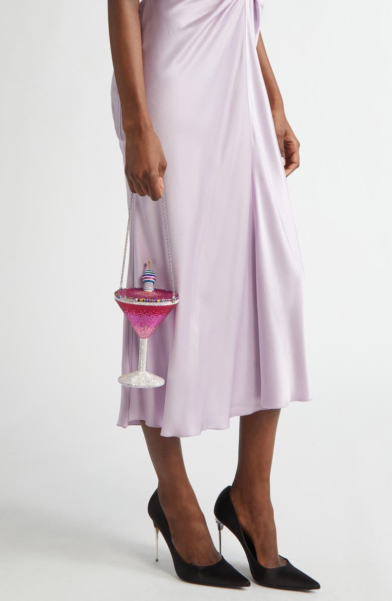 Judith Leiber Martini Crystal Embellished Clutch, Alternate, color,