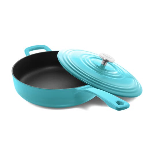Chantal 5 Qt. Round Cast-iron Saute Skillet W/ Lid In Blue