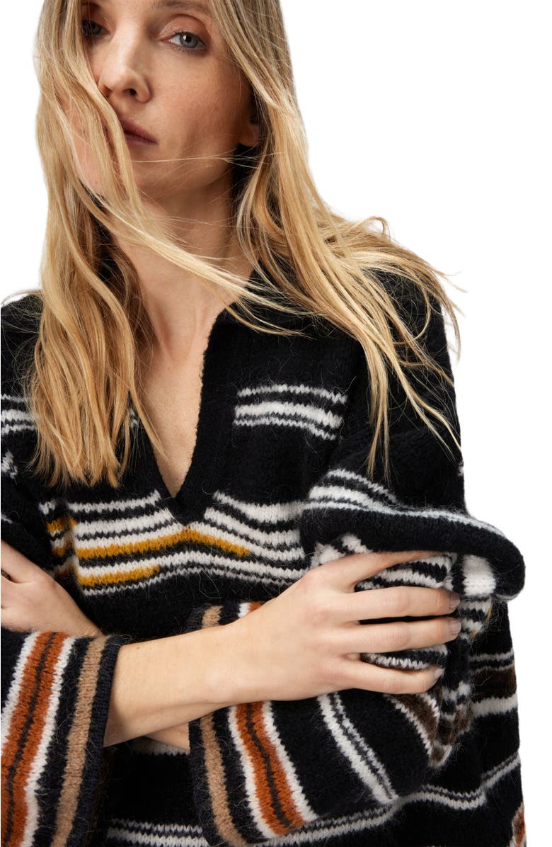 Missoni Oversized Long Sleeve Polo With Striped Inlay, Alternate, color, Multicoloured