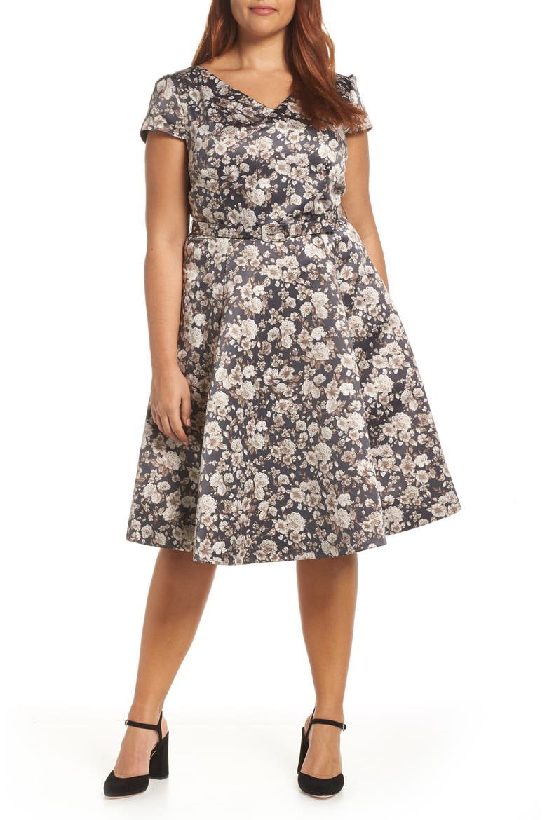 Elle Brightex Duchess Satin Dress, Alternate, color, DEEP COFFEE/ TAUPE