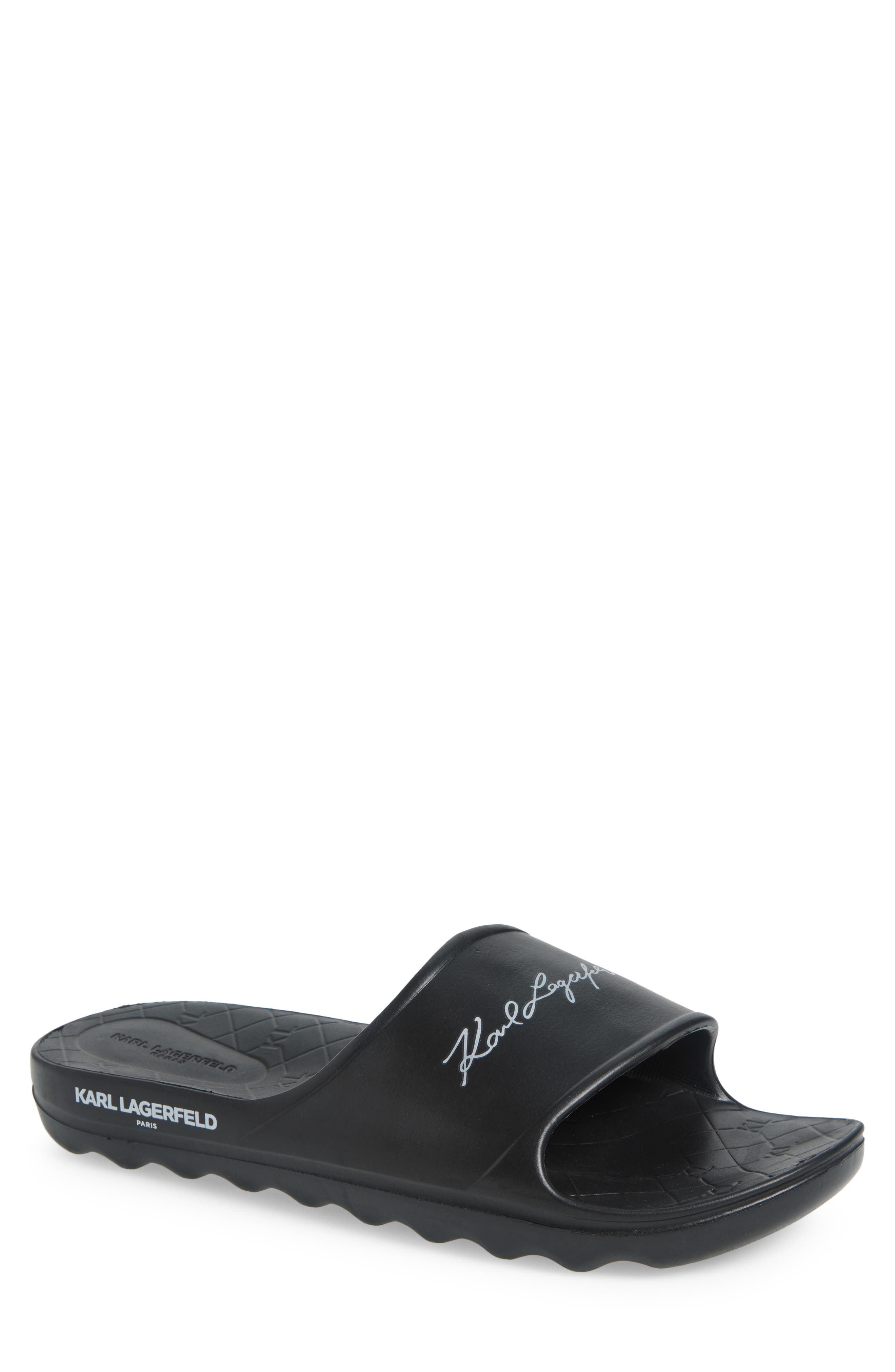 KARL LAGERFELD PARIS Signature Slide Sandal, Main, color, Black