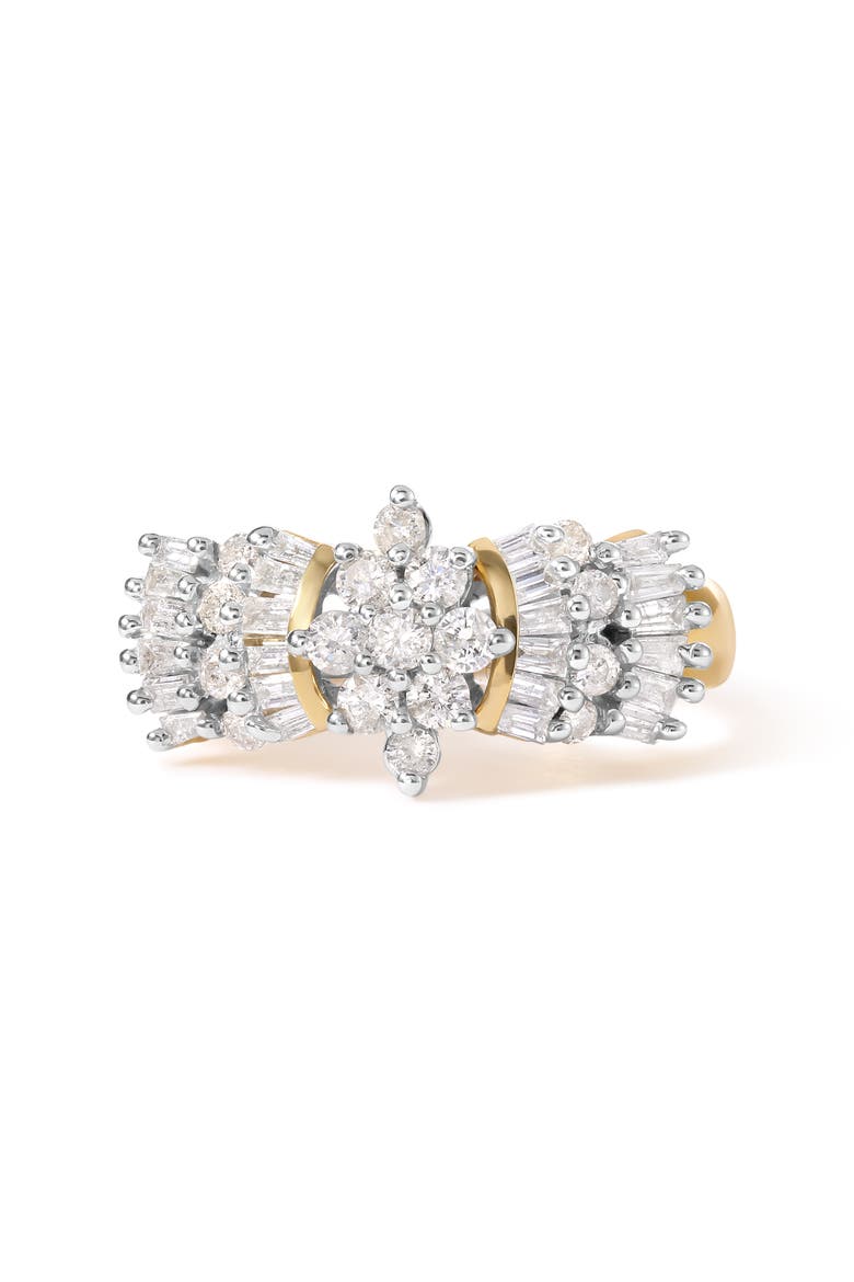 10K Yellow Gold 1.00 Cttw Diamond Starburst Ring Band, Main, color, Yellow