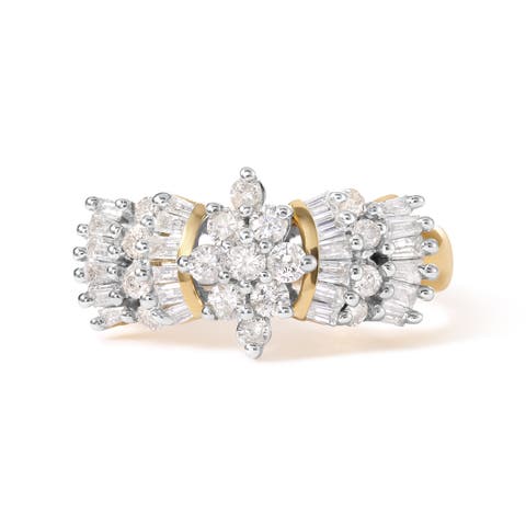 10K Yellow Gold 1.00 Cttw Diamond Starburst Ring Band