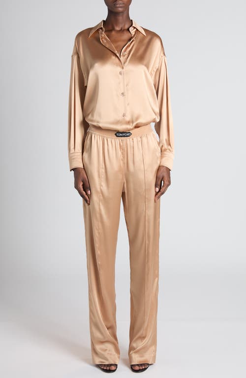 Tom Ford Stretch Silk Pajama Pants In Camel