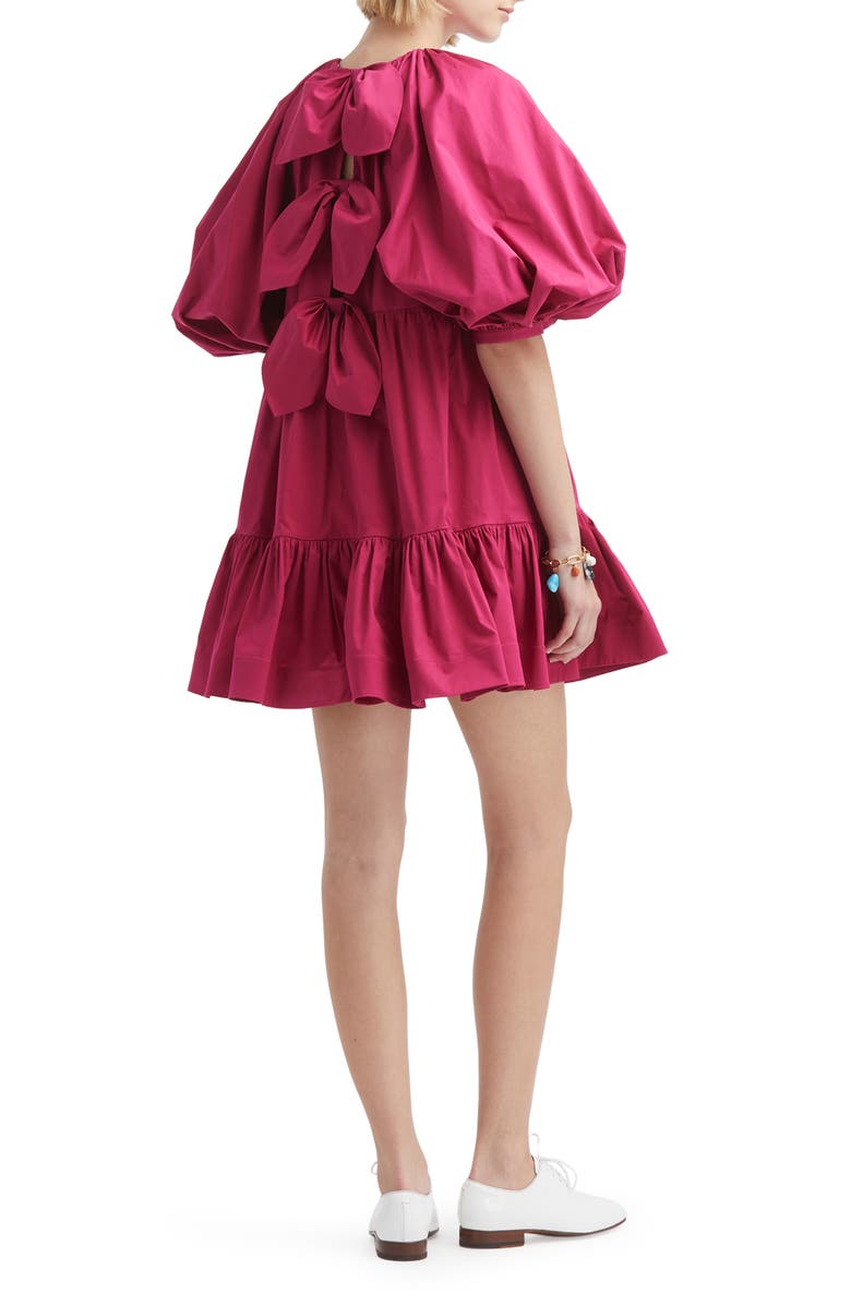 Oscar de la Renta Balloon Sleeve Bow Shift Dress, Alternate, color, 