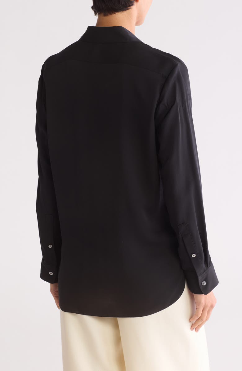 Theory Classic Menswear Silk Button-Up Shirt, Alternate, color, Black