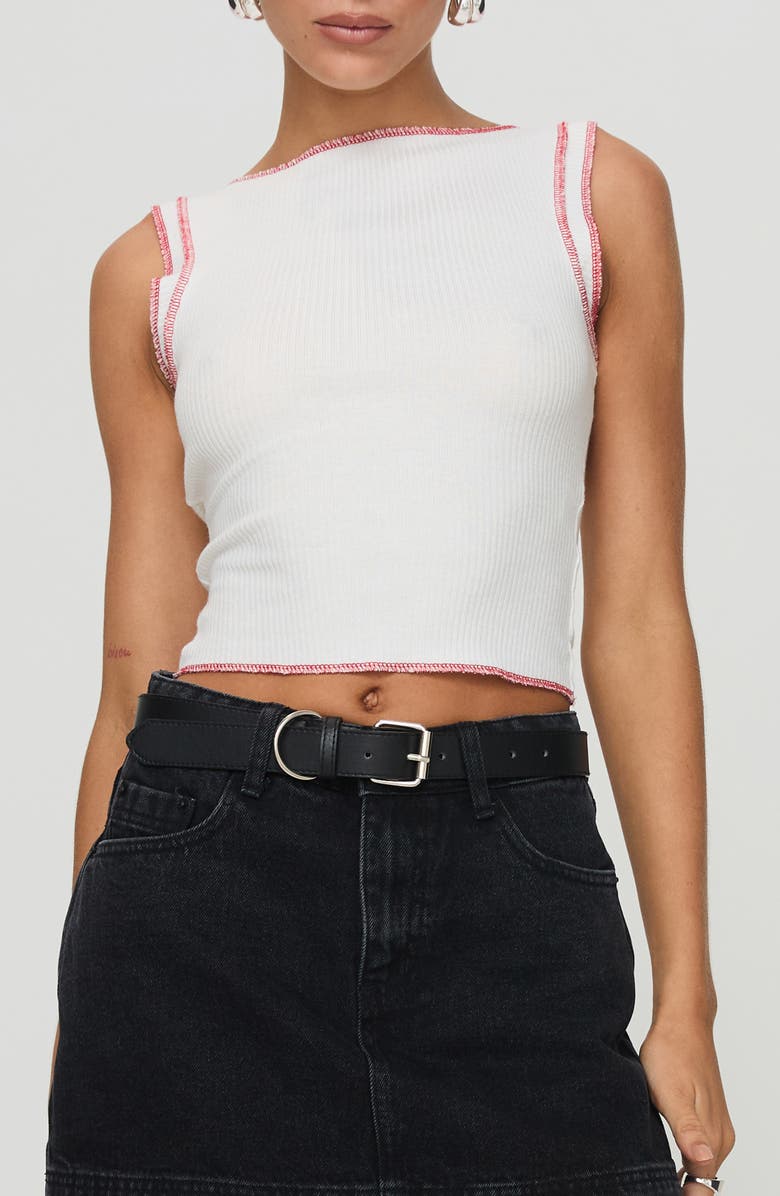 Princess Polly Casado Ribbed Tank Top, Main, color, White