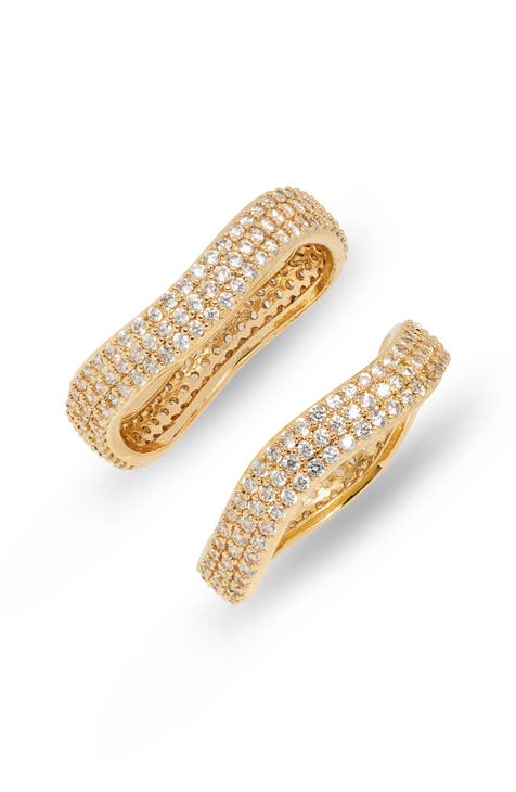 CZ 2-Pack Assorted Wavy Band Rings