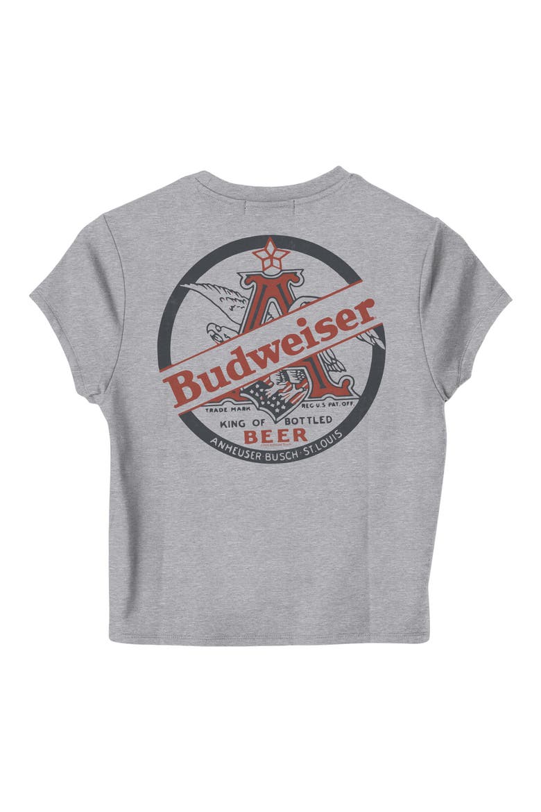 Budweiser Graphic Cropped T-shirt, Alternate, color, HEATHER GREY
