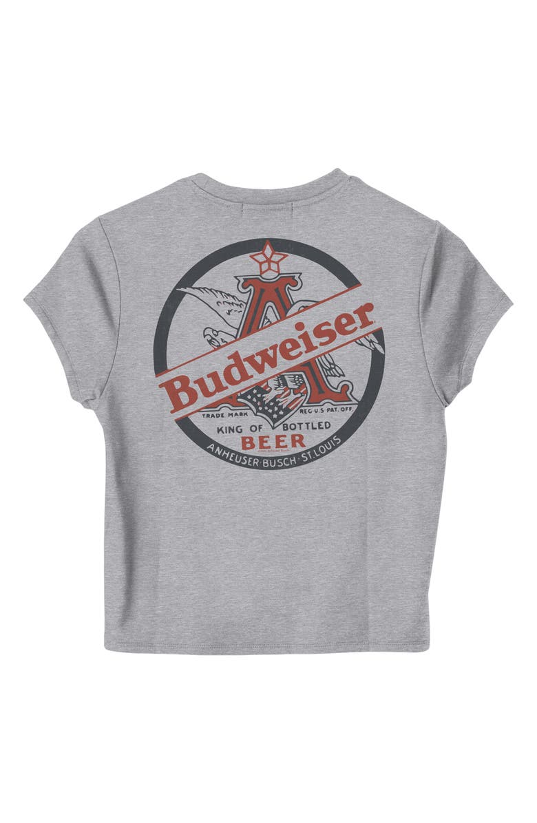 Junk Food Budweiser Graphic Cropped T-shirt, Alternate, color, Heather Grey