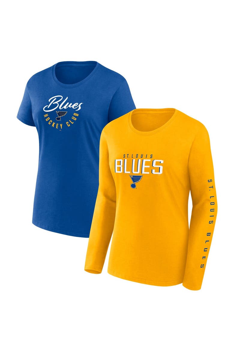 Women's Fanatics Branded  Blue St. Louis Blues Long and Short Sleeve Two-Pack T-Shirt Set, Main, color, Blue