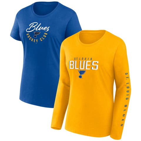 Women's Fanatics Branded  Blue St. Louis Blues Long and Short Sleeve Two-Pack T-Shirt Set
