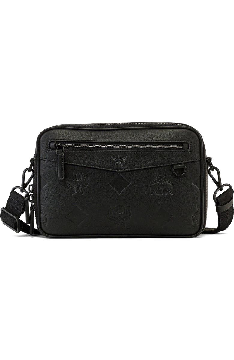 MCM Diamond Camera Bag in Maxi Monogram Leather, Main, color, Black