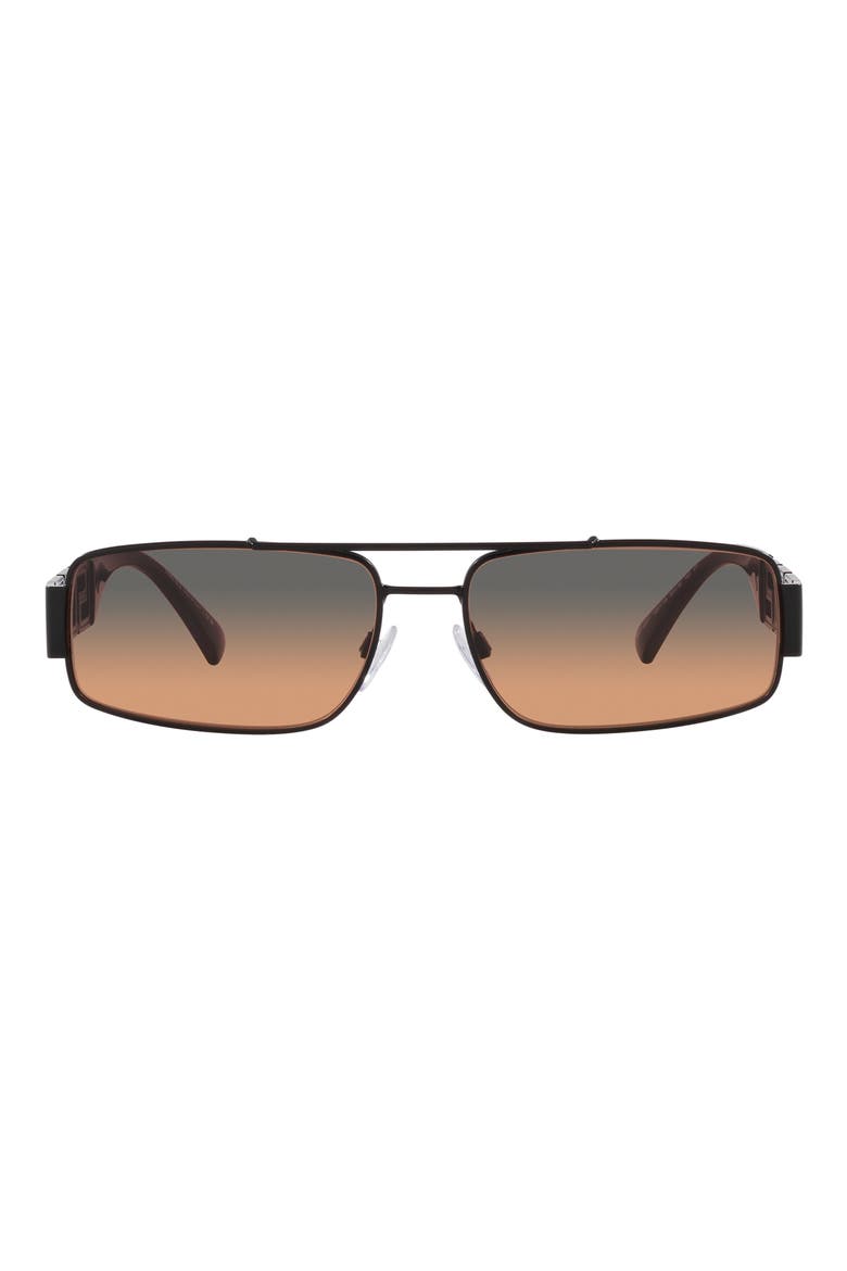60mm Rectangular Sunglasses, Main, color, MATTE BLACK