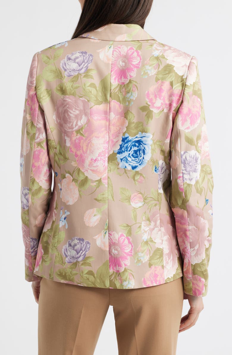Tahari ASL Floral Sateen Blazer, Alternate, color, Taupe Multi