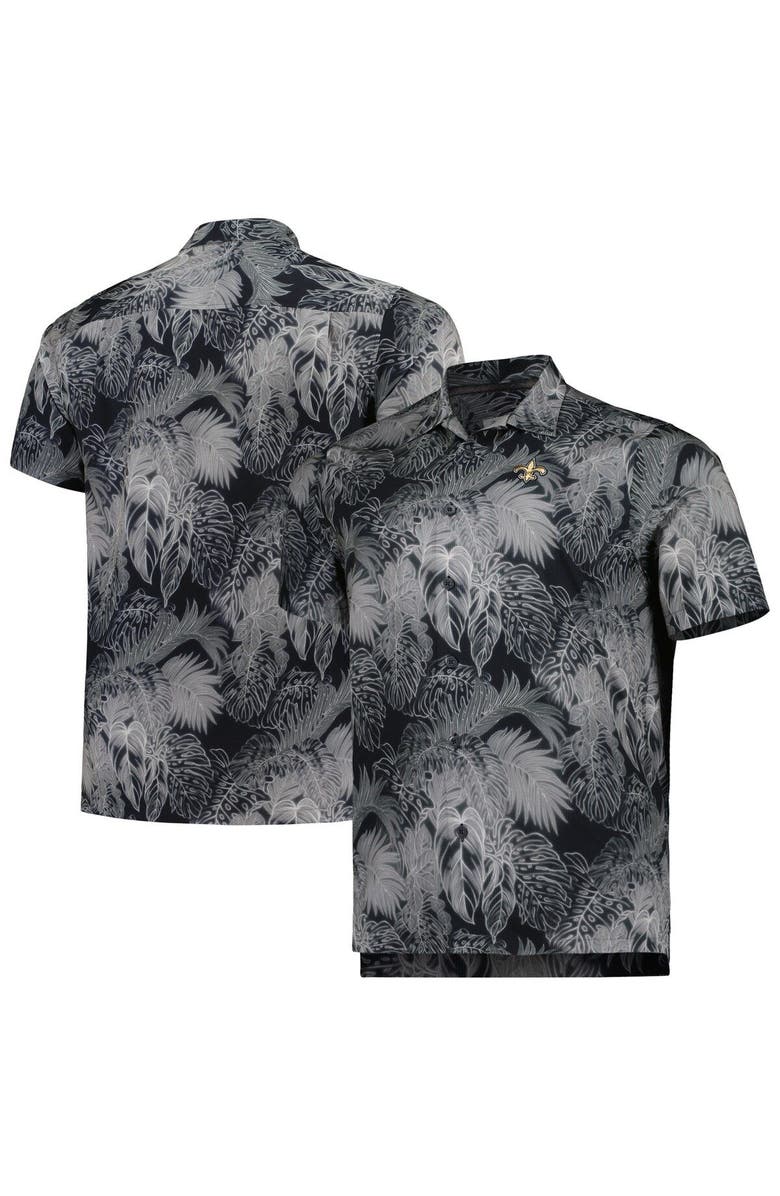 Tommy Bahama Men's Tommy Bahama Black New Orleans Saints Big & Tall Bahama Coast Luminescent Fronds Camp IslandZone Button-Up Shirt, Main, color, 