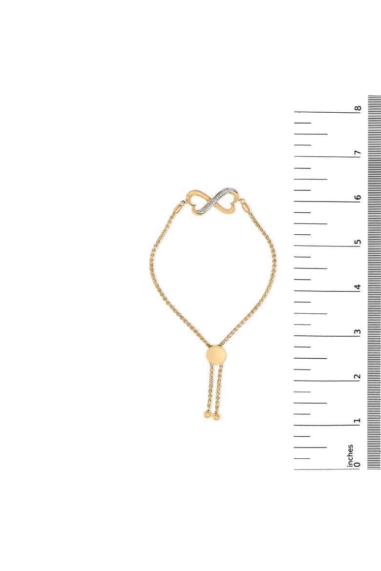 Gold Vermeil Diamond Accent Heart Infinity Bolo Bracelet, Alternate, color, Silver