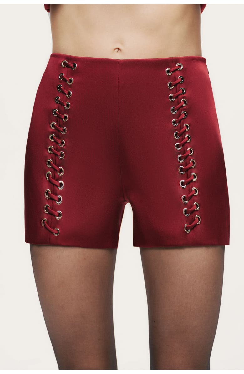 Nocturne Twin-Lace High-Waist Shorts, Alternate, color, Burgundy