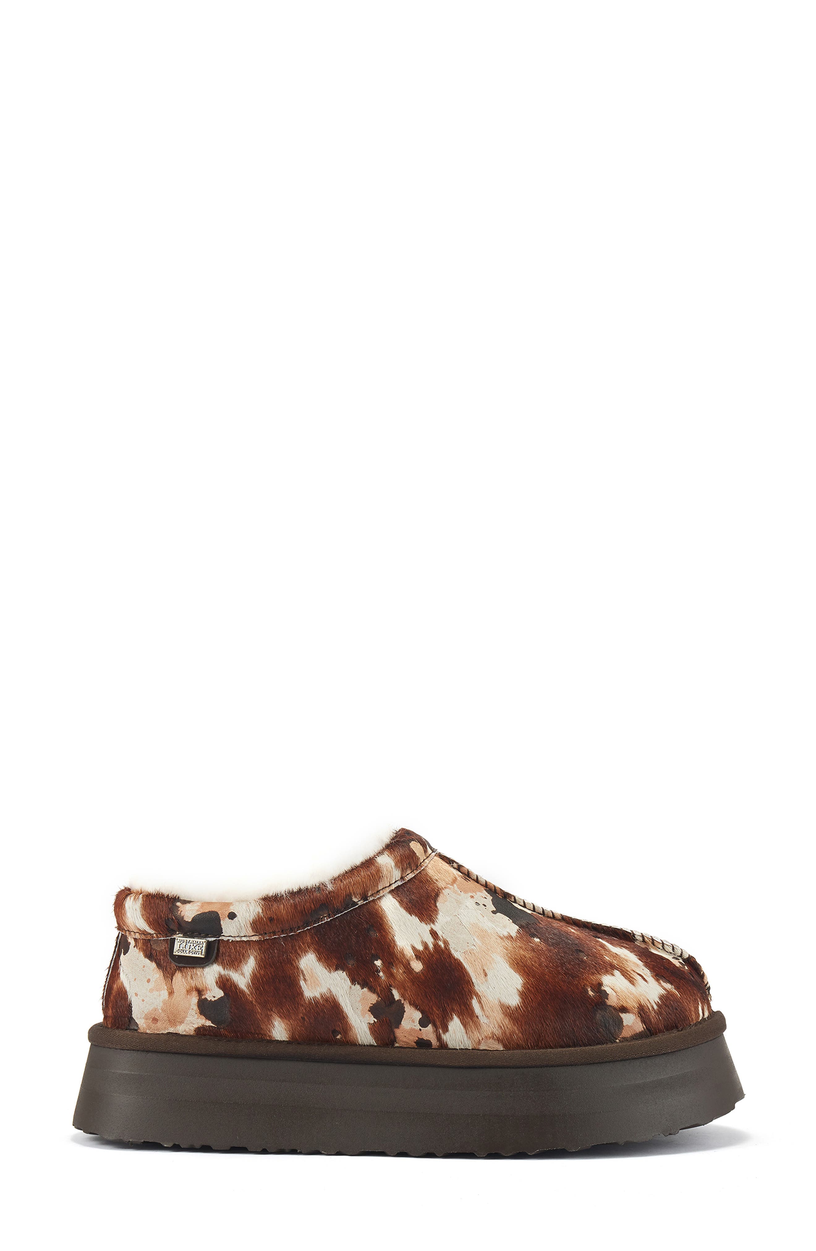 Australia Luxe Collective Cosy Genuine Shearling & Calf Hair Clog, Alternate, color, Splat
