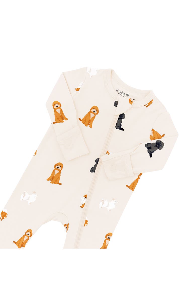 Kyte BABY Kids' Dog Print Zip-Up Romper, Alternate, color, Fluffy Dog
