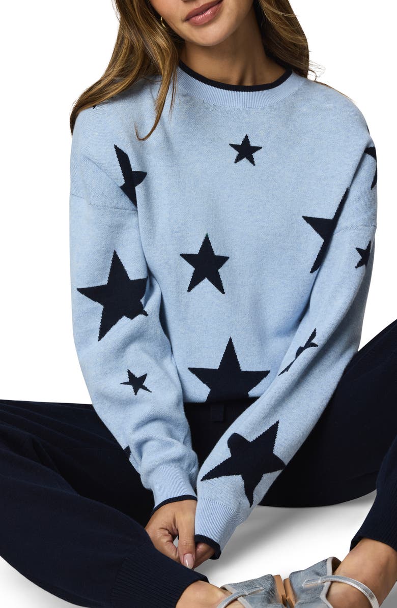 Splendid Silvie Star Sweater, Alternate, color, Sea Breeze Blue/ Navy