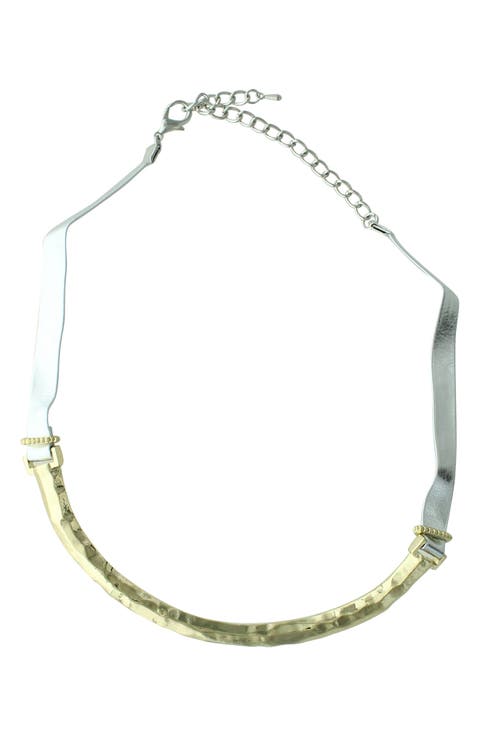 14K Gold Plated Faux Leather Choker Necklace
