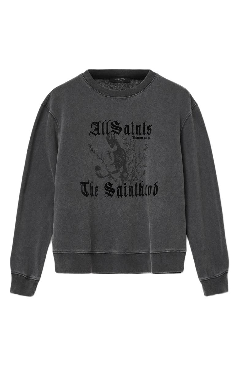 AllSaints Novus Pippa Cotton Graphic Sweatshirt, Alternate, color, Washed Black