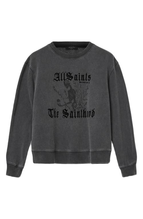 Allsaints Novus Pippa Cotton Graphic Sweatshirt In Black