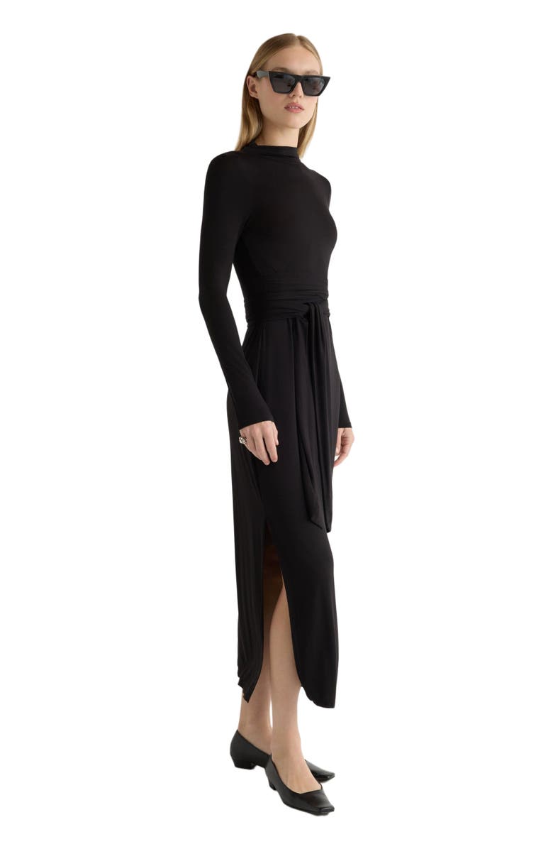 Modern Citizen Vero Tie Front Long Sleeve Dress, Main, color, Black