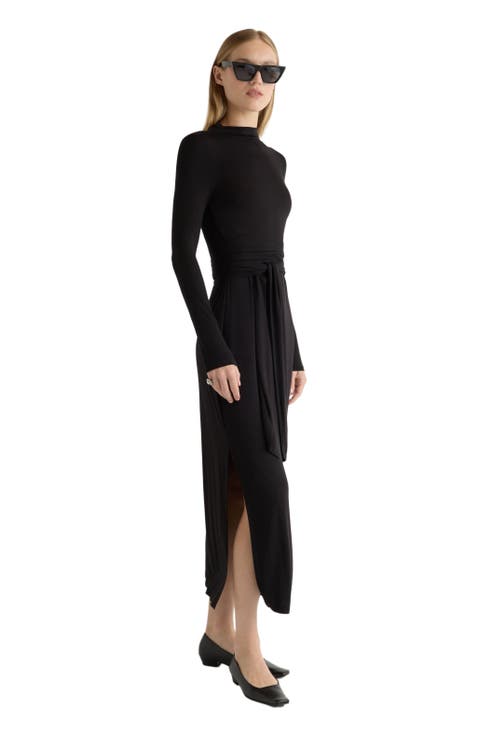 Vero Tie Front Long Sleeve Dress
