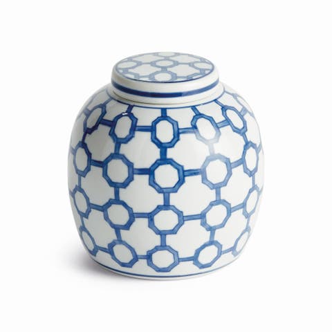 BB Dynasty Link Lidded Jar - Blue & White Chinoiserie